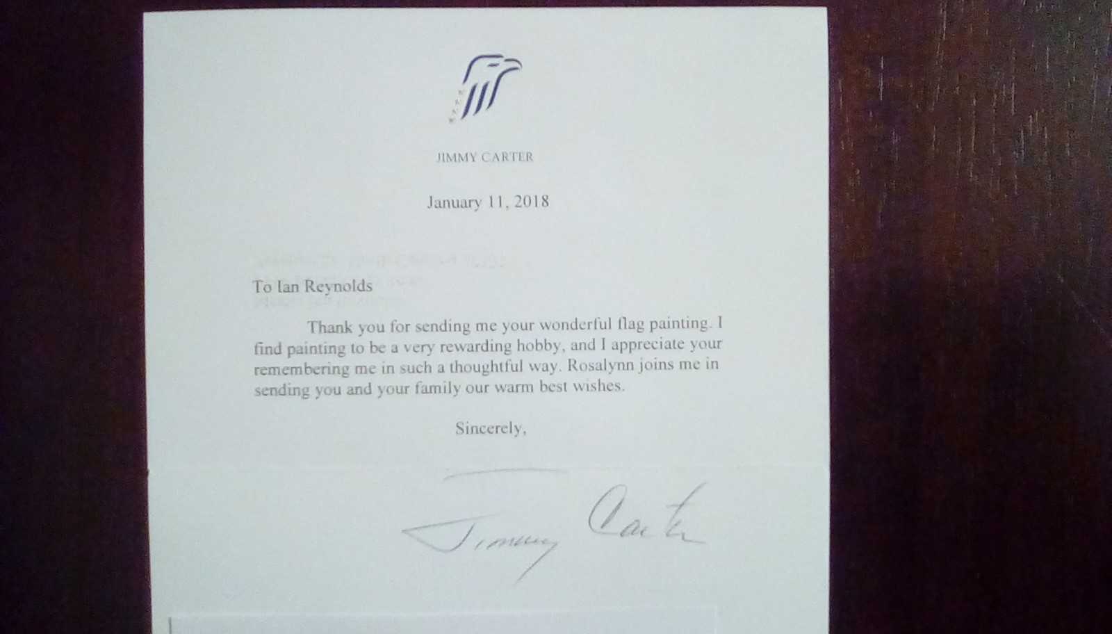 letter written to Ian from president jimmy carter