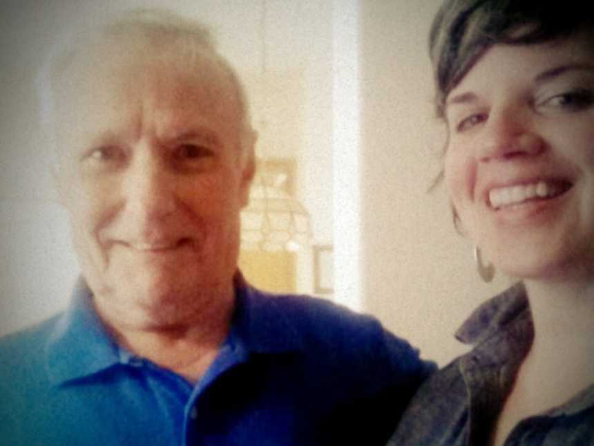 Woman smiles in selfie with father's long lost best friend