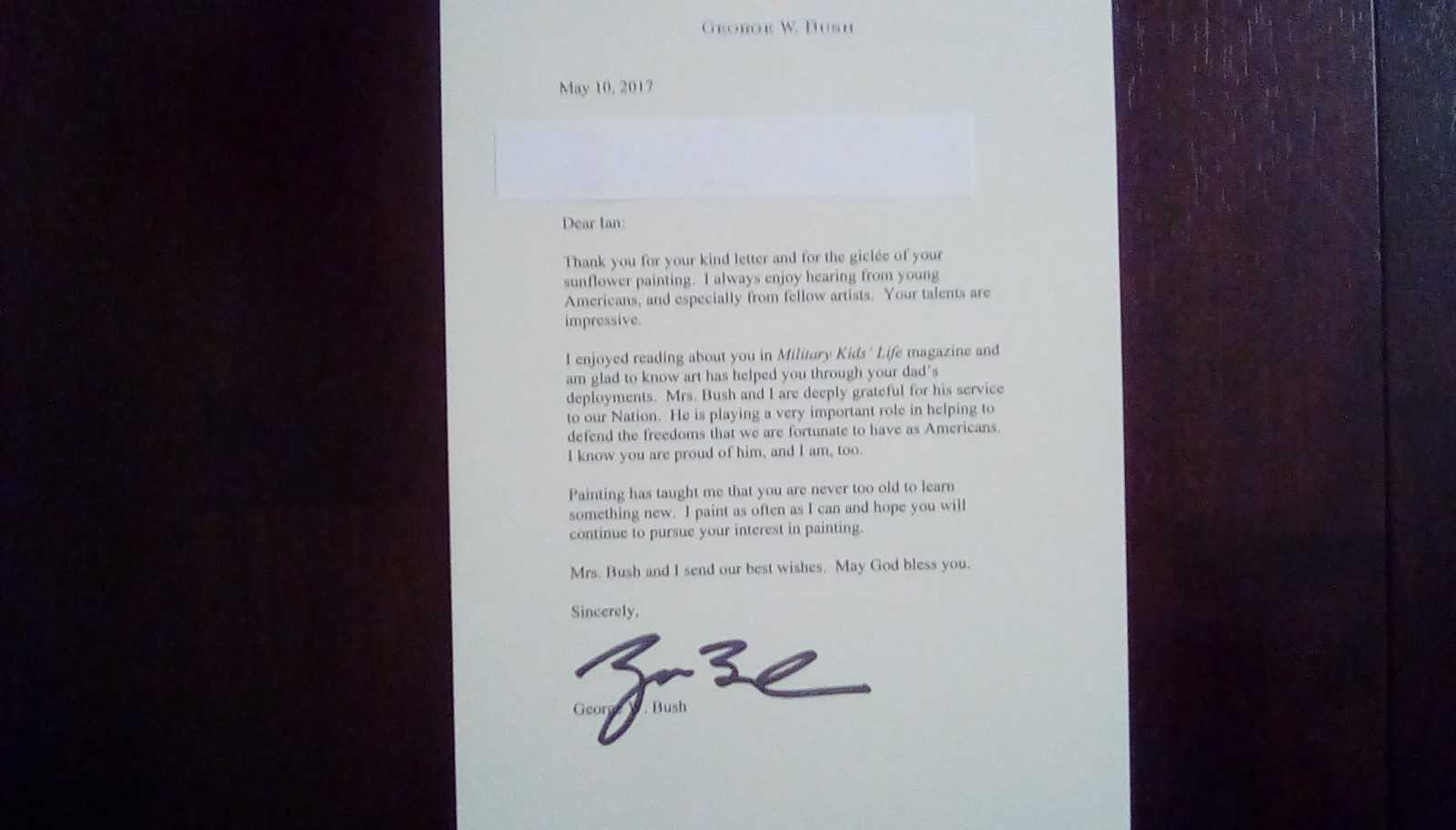 letter written to soldiers son from president george w bush