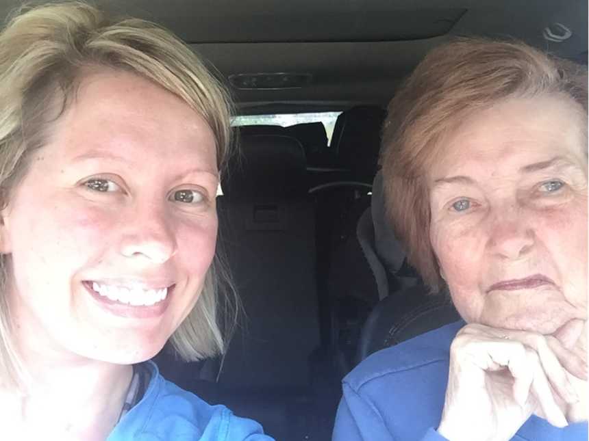 granddaughter of woman with alzheimers takes selfie in car