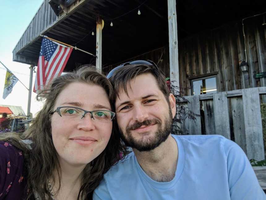 Husband and wife take selfie during weight loss journey 