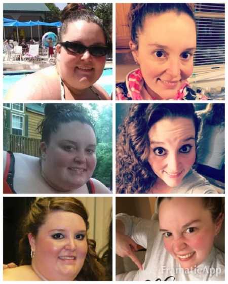 Collage of woman before and after losing over 100 pounds