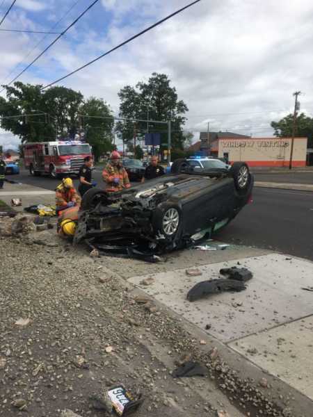 Car upside down in the street that caused toddler to be internally decapitated