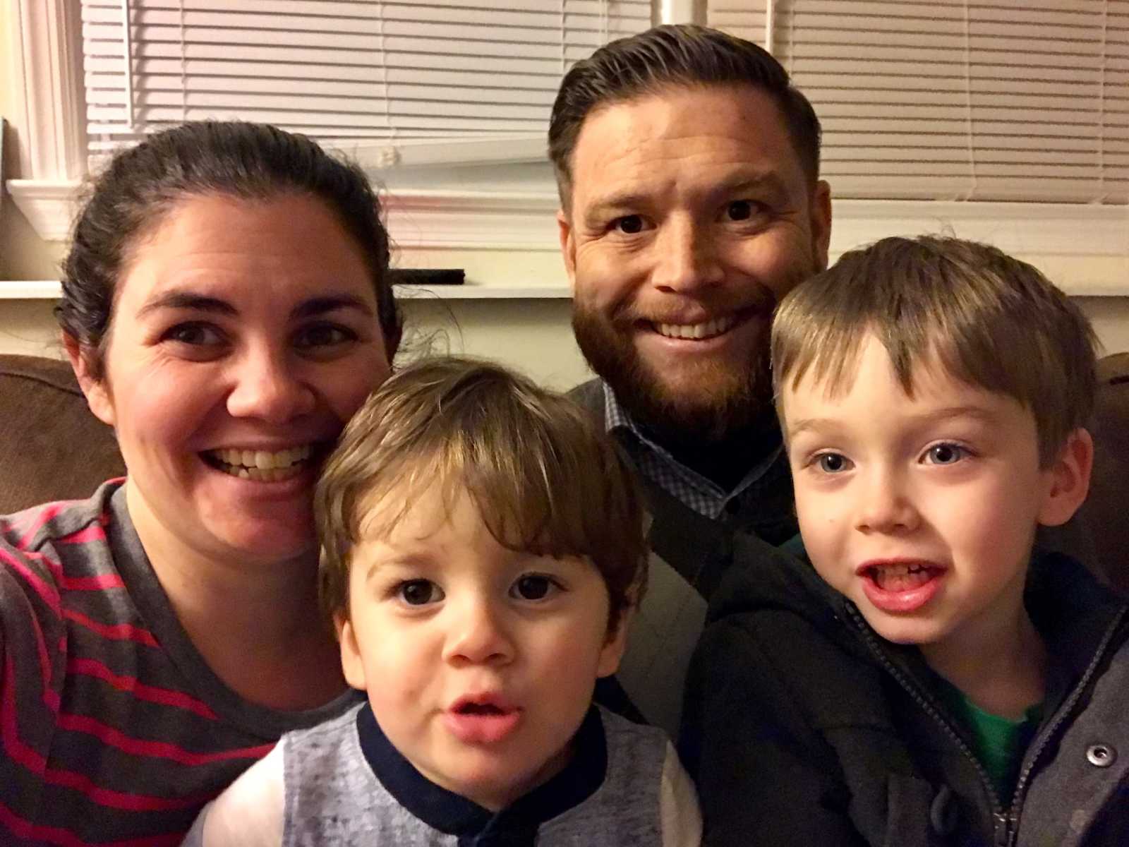 Father who needs a kidney transplant smiles for selfie with two sons and wife