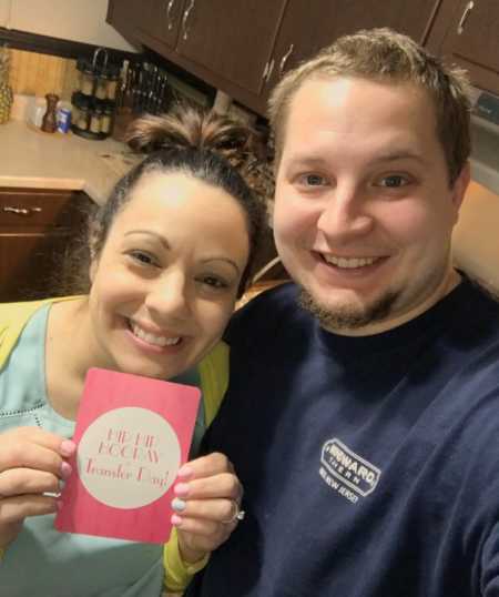 Husband and wife who struggles with infertility smile in selfie