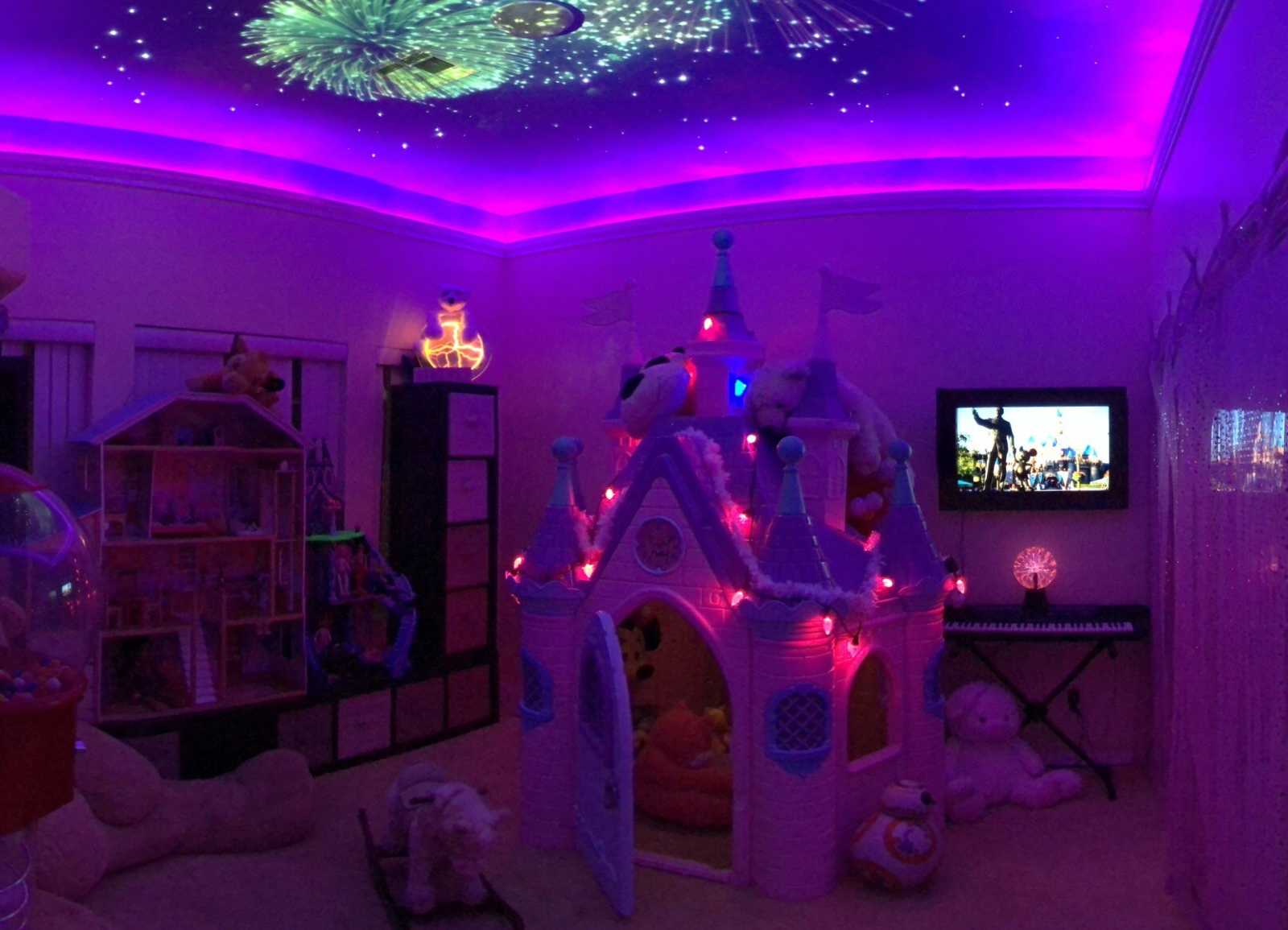 Little girl's bedroom ceiling looks like fireworks are going off