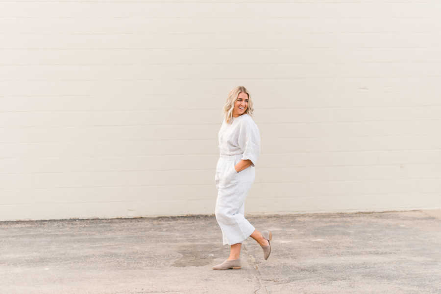 "Curvy" woman walking down street