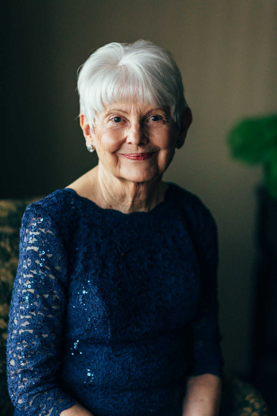 77 year old bride smiles before ceremony