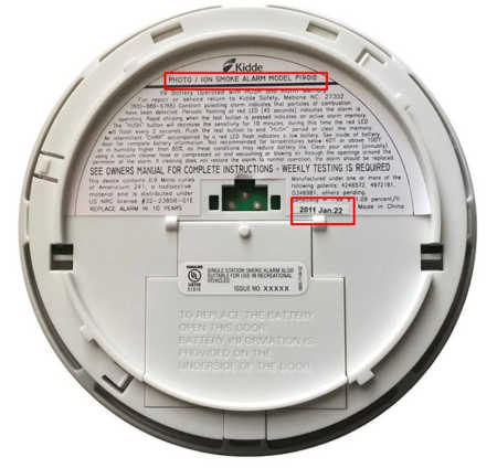 Inside of smoke detector that is being recalled