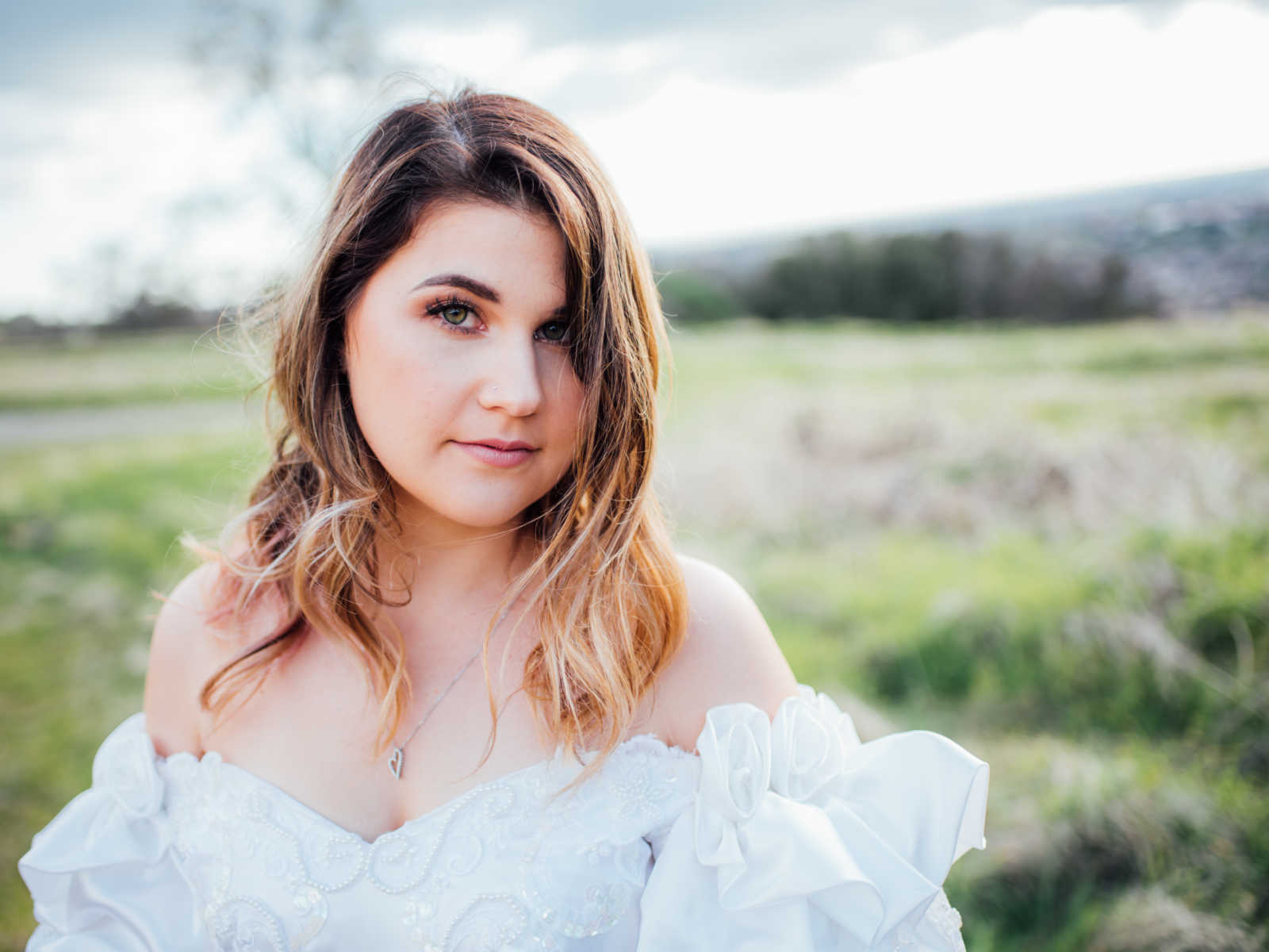 Bride has straight face while wearing mothers wedding gown who passed from cancer