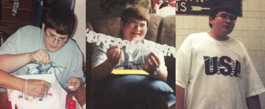 Collage of overweight teen before weight loss 