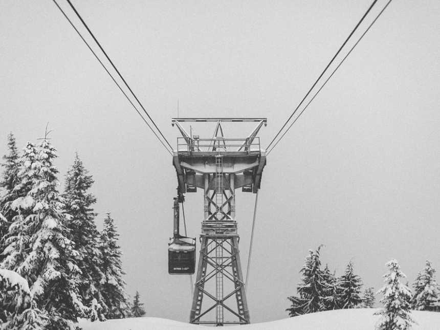 Snowy gondola at terminally ill bride's wedding