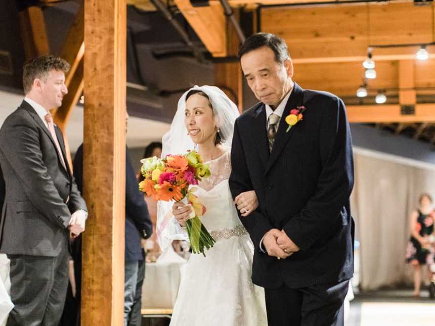 Terminally ill bride is being walked down the aisle by her father