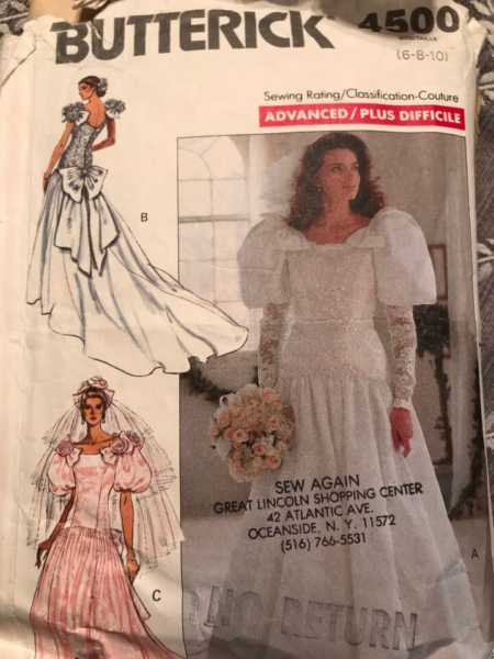 Ad in newspaper of woman in wedding gown for woman who sews clothes