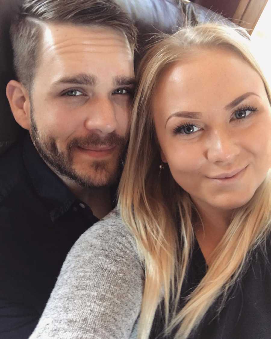 Boyfriend in girlfriend who found each other through weight loss journey smile in selfie
