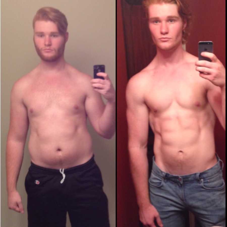 Before and after picture of man with depression who chose to use fitness to overcome it