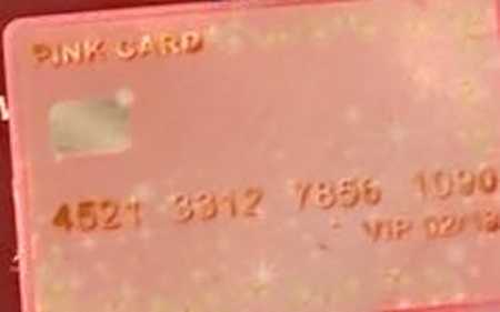 Close up of Barbie credit card three year old tried to pay with at restaurant