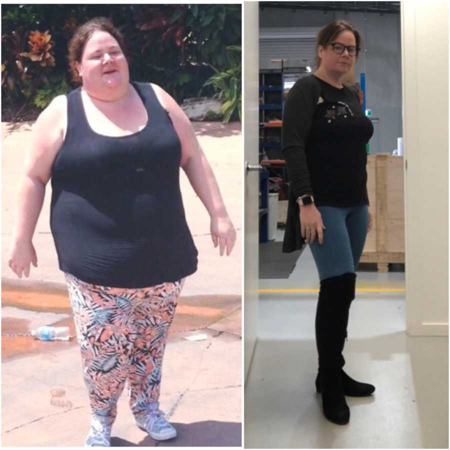 Woman before and after she and her husband lost combined 400 pounds