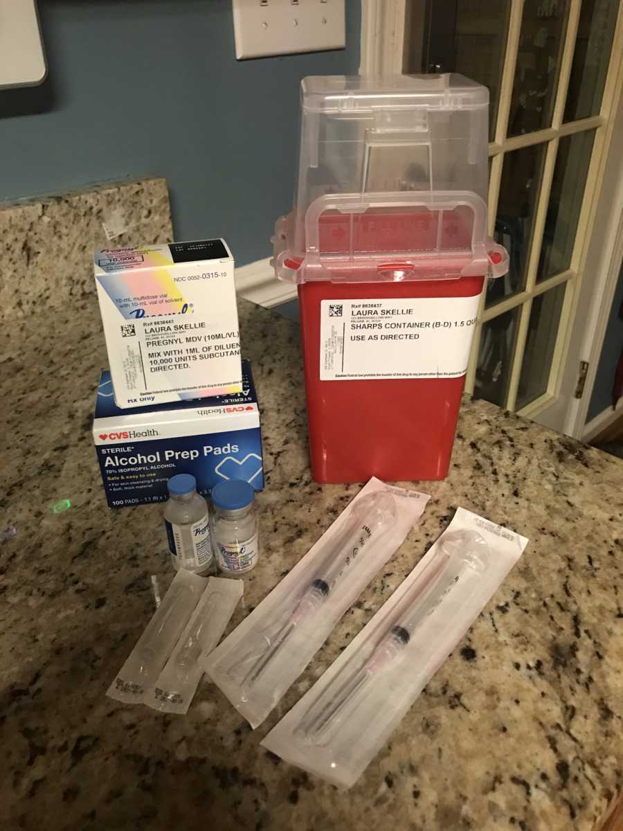 Fertility medication sitting on counter for woman with fertility issues