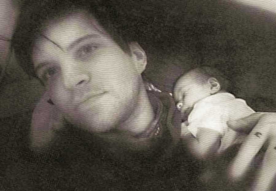 Man who fought depression his whole life and had since passed in selfie with baby sleeping on chest