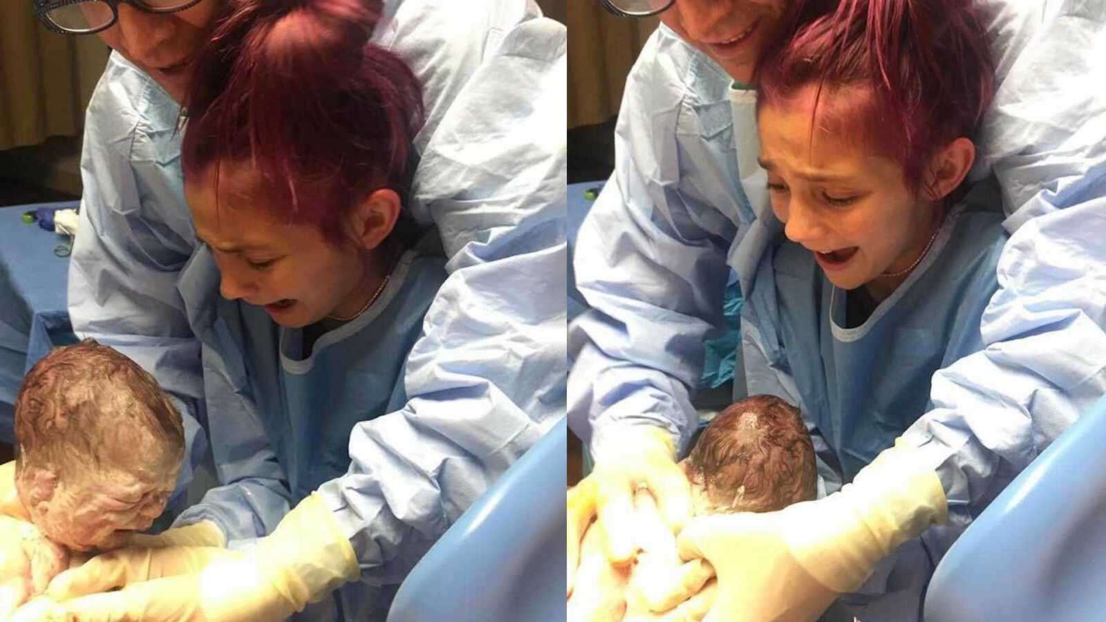 daughter delivers baby sibling
