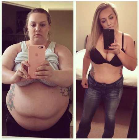 Mirror selfie before and after woman with body image issues lost weight