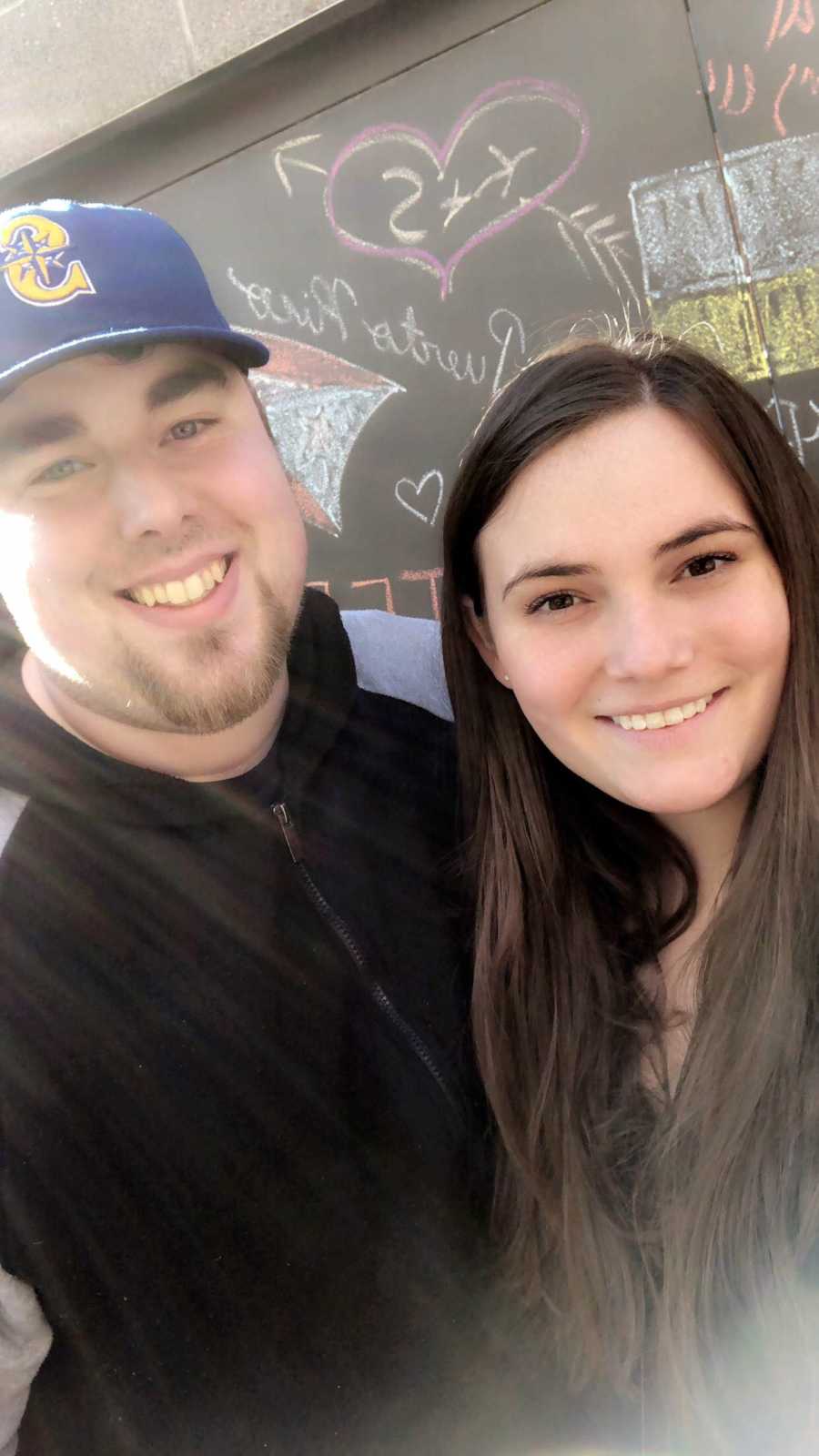 Girlfriend smiles in selfie with boyfriend who made her a Harry Potter themed trunk