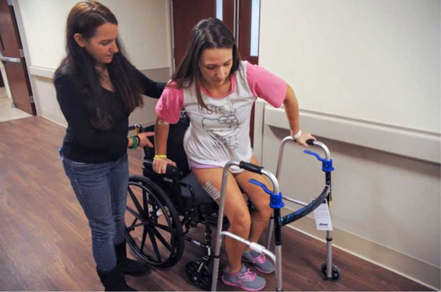 25 year old who overdosed transferring from wheelchair to walker from help of her mother