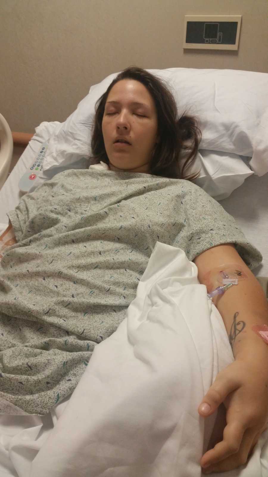 Young woman who overdosed asleep in hospital bed