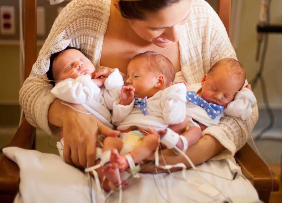 Mother who didn't feel like enough before children hold newborn twins in hospital