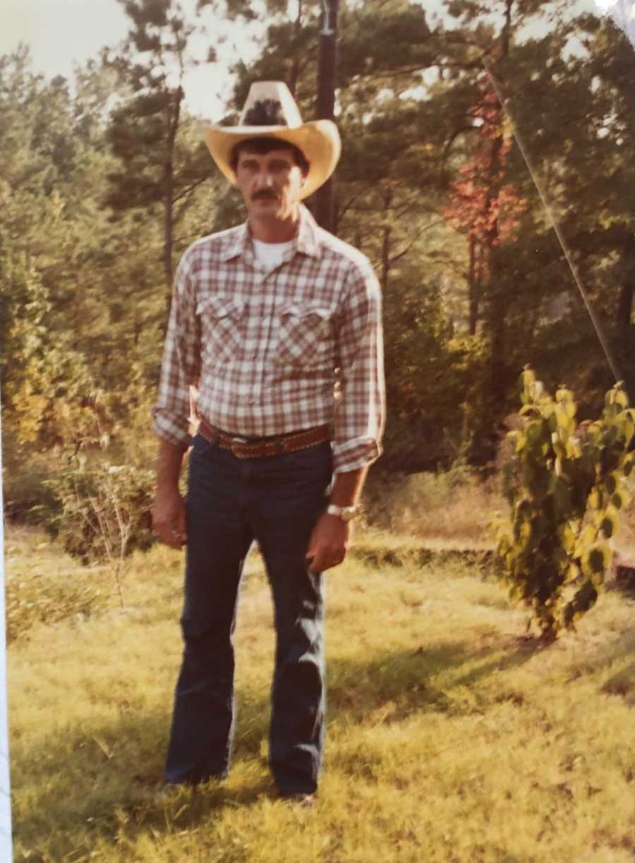 Man in cowboy hat who has since passed and dauhgter got tattoo in his handwriting