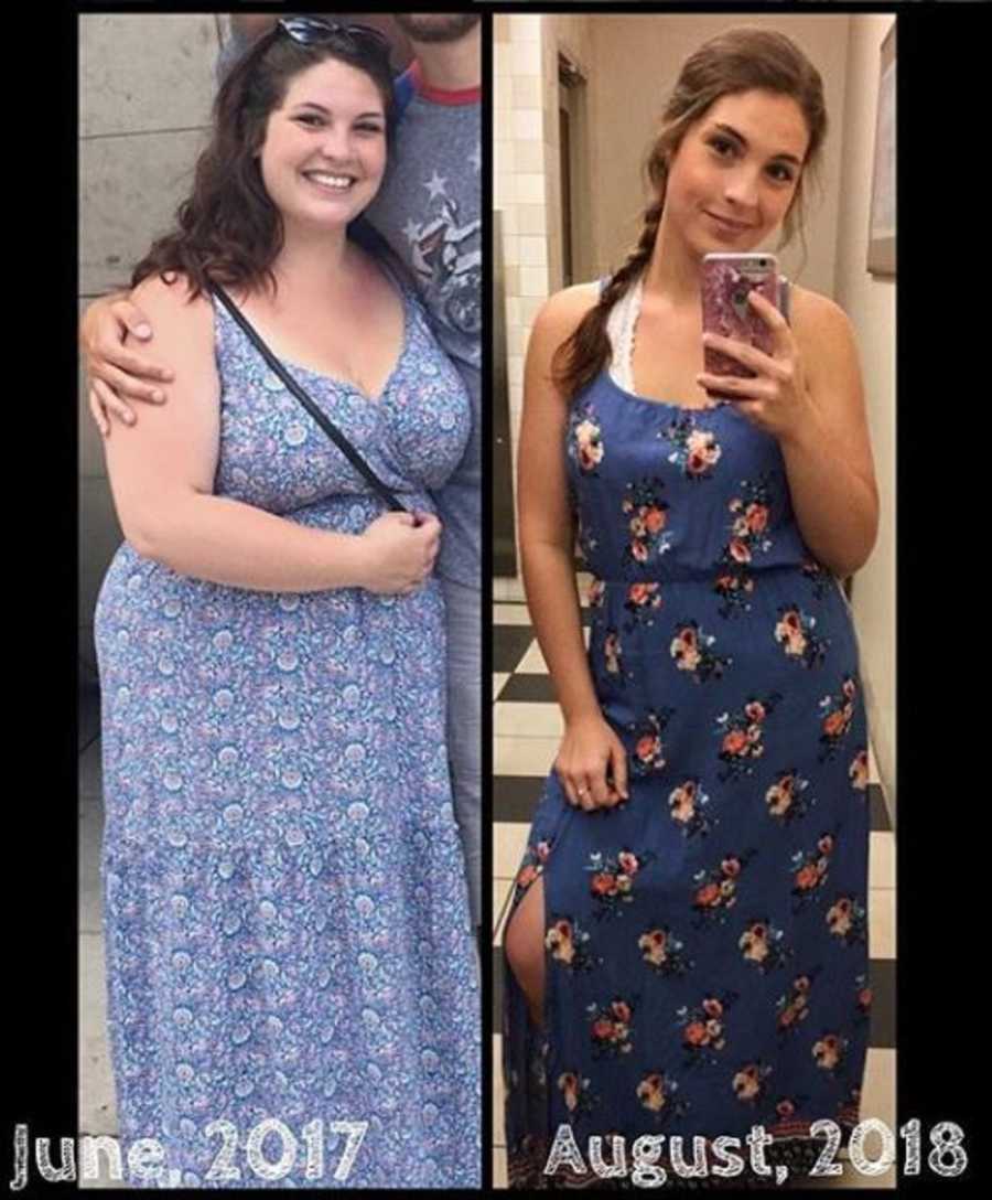 Side by side of woman before and after intermittent fasting