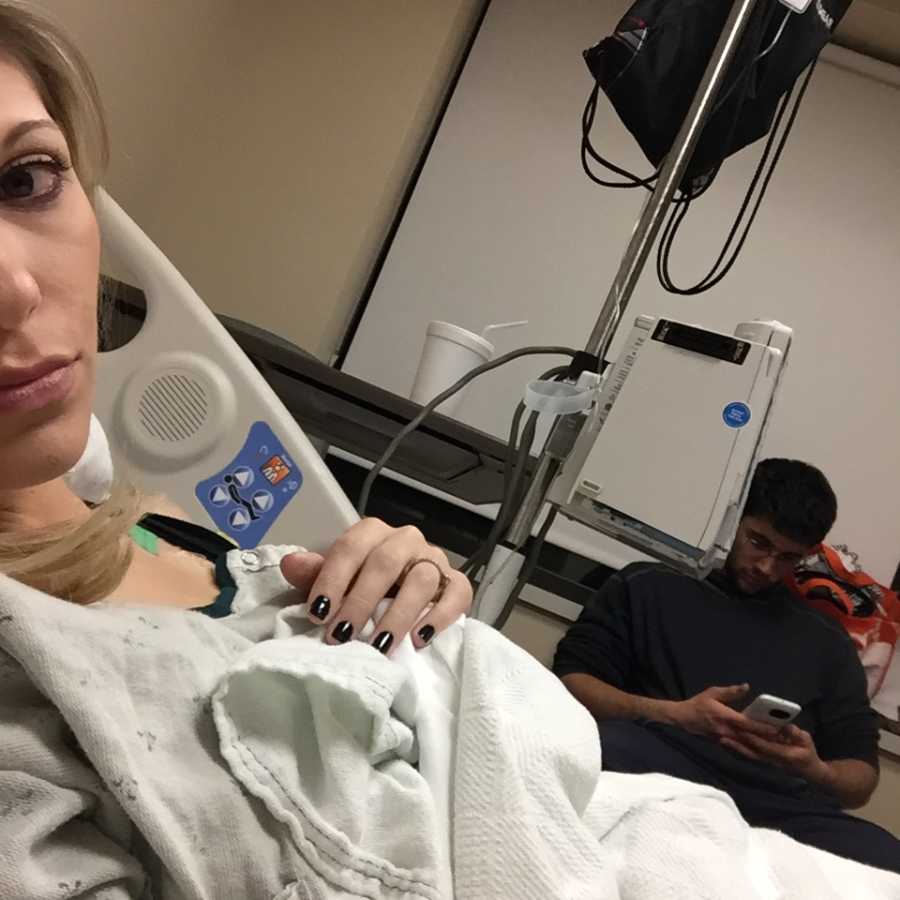 Woman who was in nursing school lies in hospital bed after being diagnosed with GERD