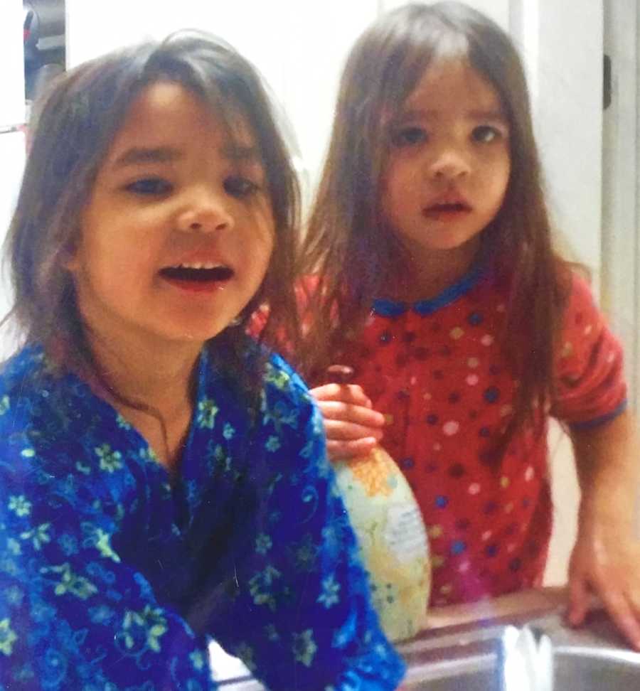 Two little girls in pajamas who needed a foster home