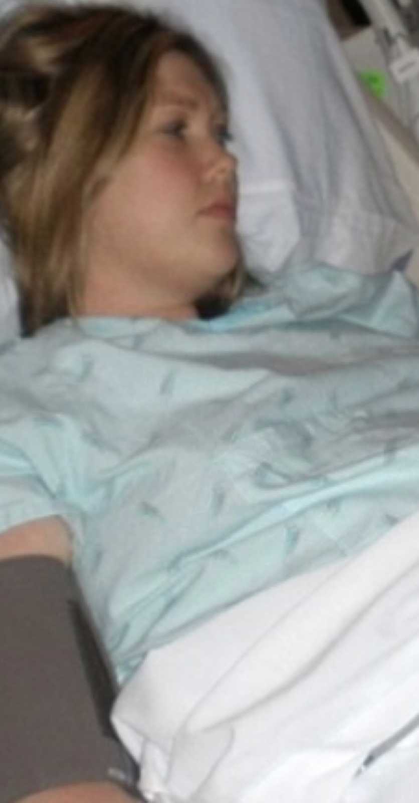 Woman who was a closet drunk lying in hospital bed after passing out