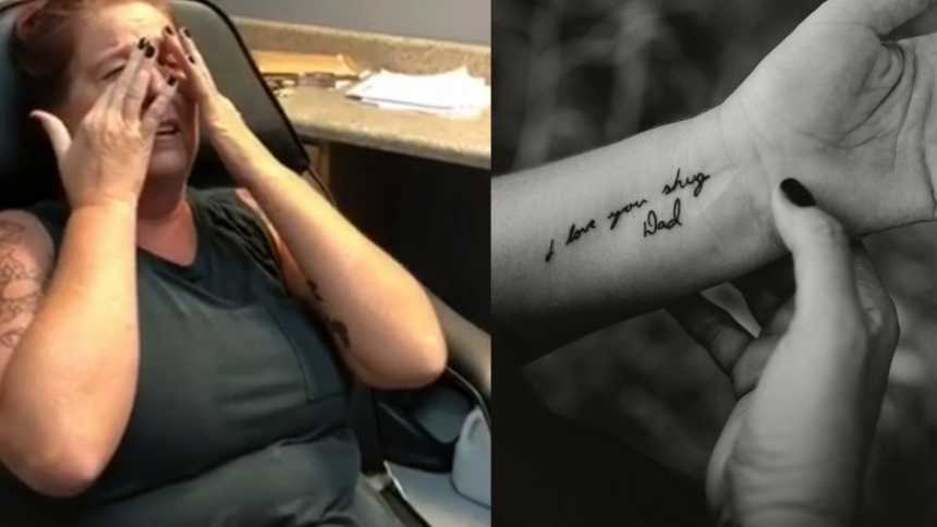 Daughter surprises mom with tattoo from her dad in heaven: 'It's my  PawPaw's handwriting. It says, 'I love you Shug – Dad.'' – Love What Matters