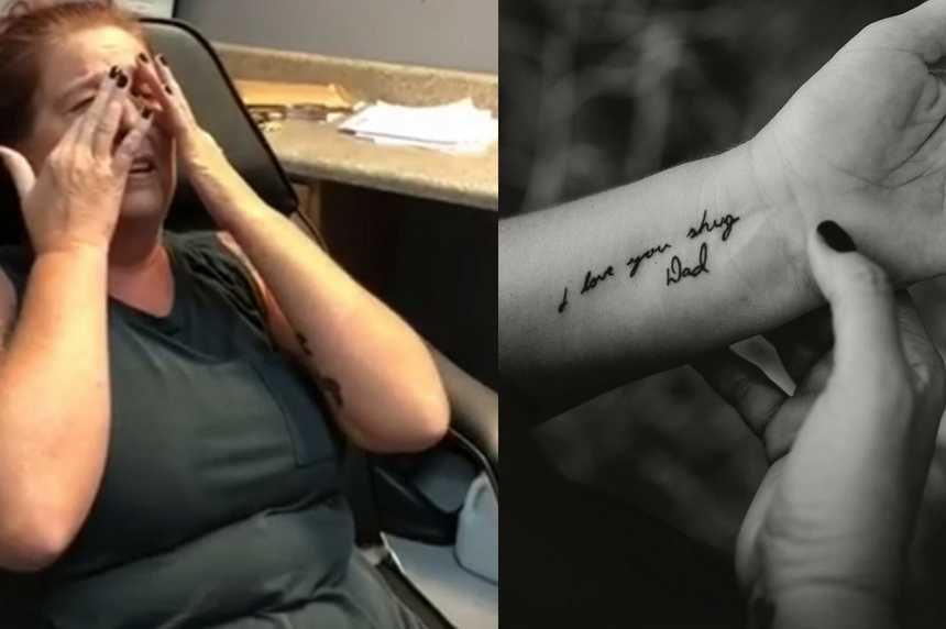 Daughter surprises mom with tattoo from her dad in heaven: 'It's my  PawPaw's handwriting. It says, 'I love you Shug – Dad.'' – Love What Matters