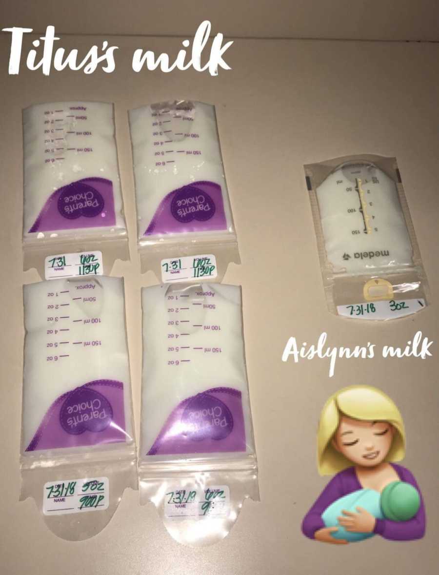 Five bags of donated breastmilk for woman who cant breastfeed's son
