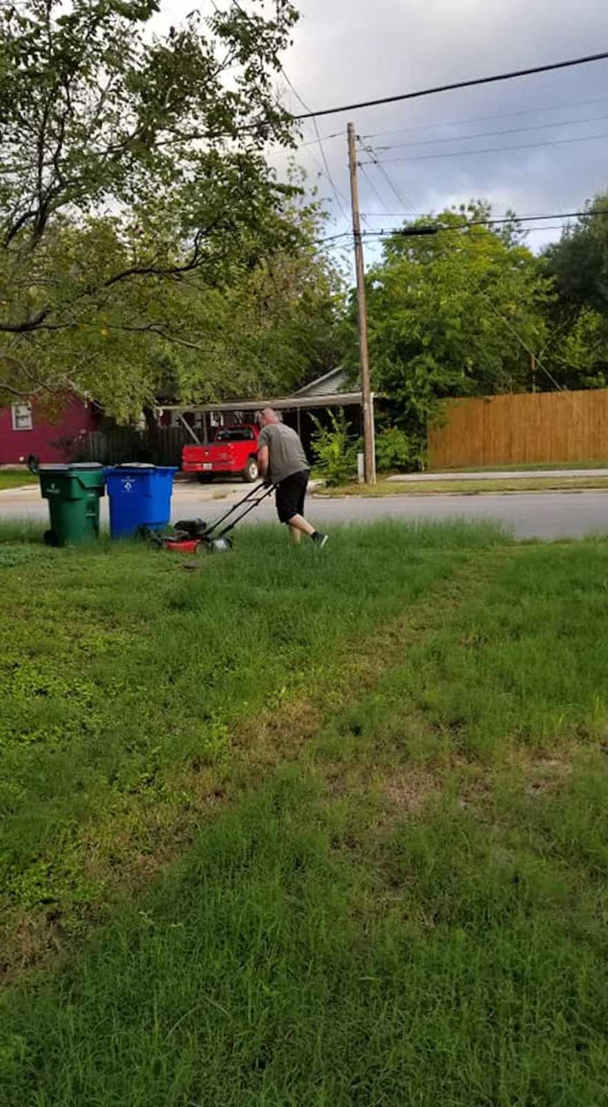 Man mowing ex-wife of 28 years lawn