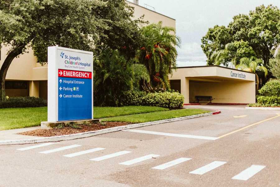 Sign outside for St. Joseph's Children's Hospital where 19 year old with cancer got married