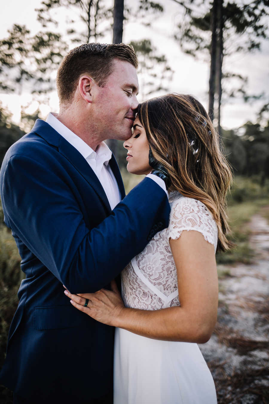 Bride and groom on their wedding day after dating for just 40 days