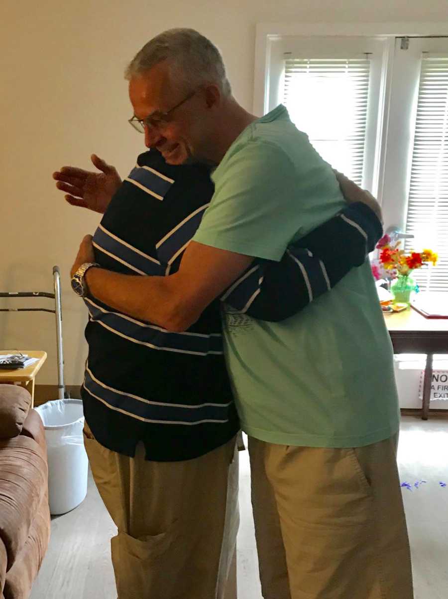 Man who was a foreign exchange student as a teen hugs man whose house he stayed at during his time in America