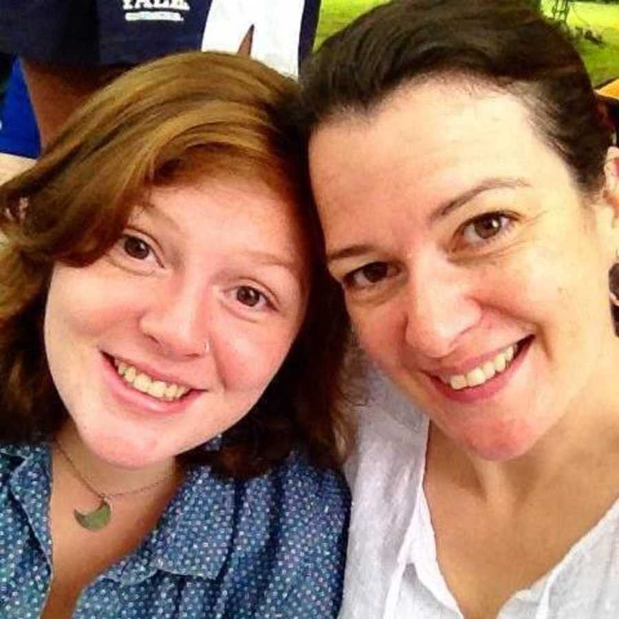 Mother who smiles in selfie with her daughter whom she had when she was 18