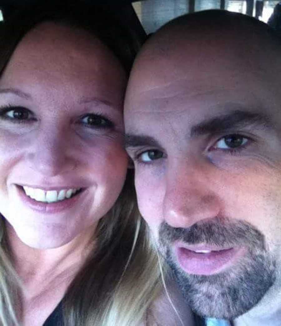 Woman with bipolar disorder smiles in selfie with husband