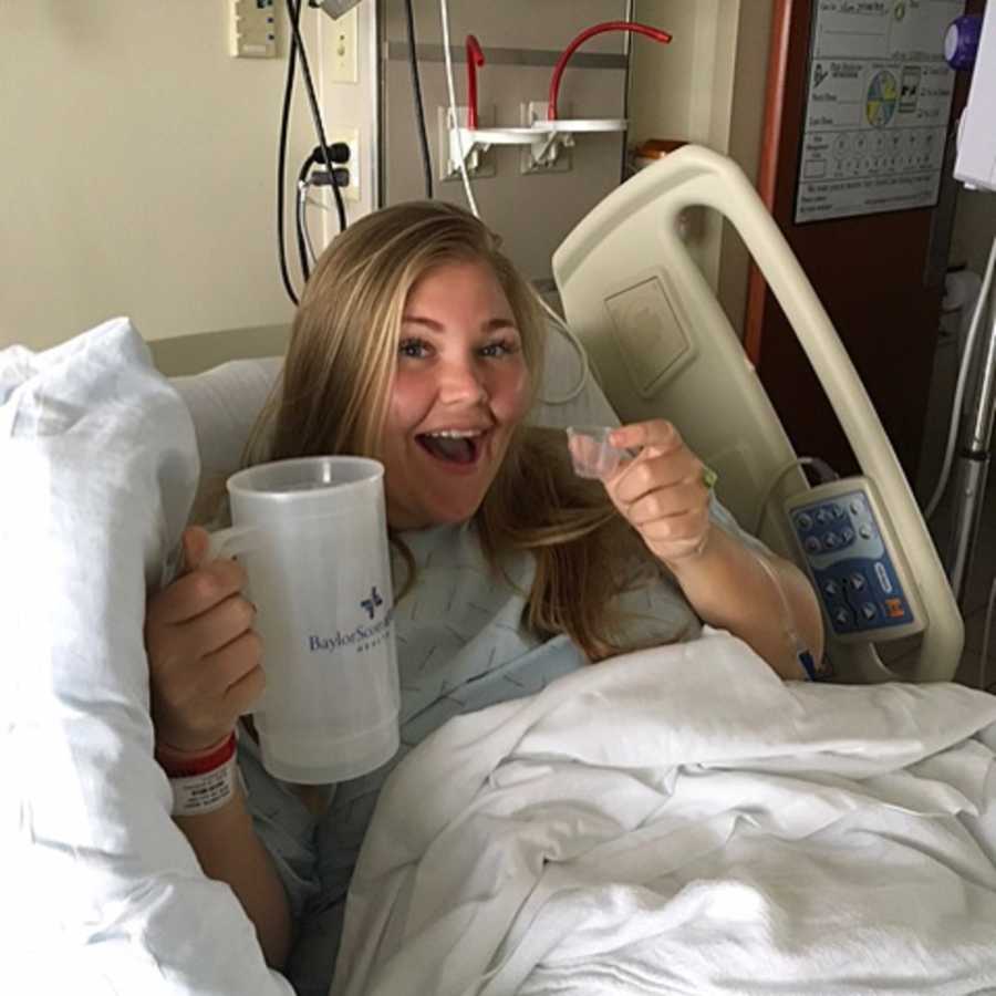 Teen who was bullied for her weight sits in hospital bed before gastric bypass surgery