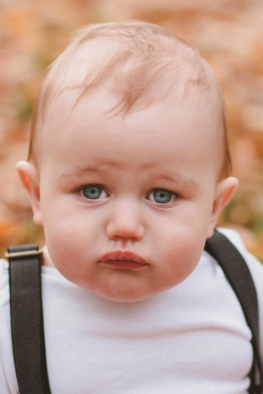 Close up of baby whose grandmother passed away 