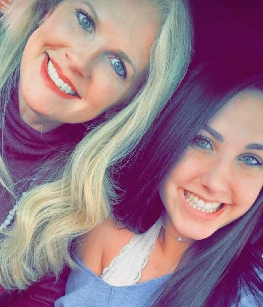 Mother smiles in selfie with teen daughter who teaches her a lot