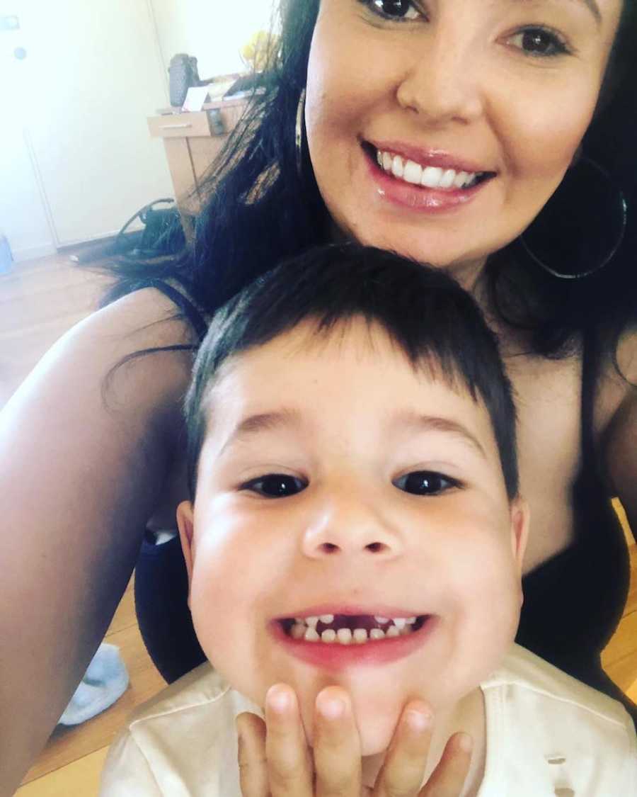 Mother smiles in selfie with son who says he likes his dad better than his mom