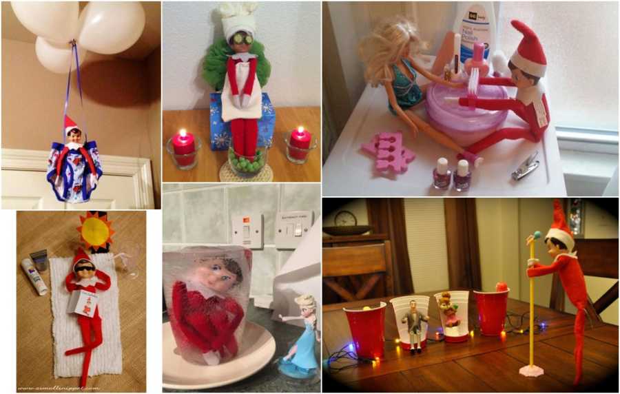 Collage of Elf on the Shelf set ups