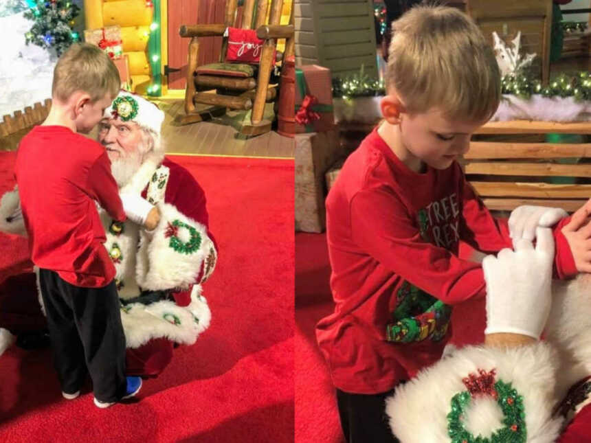 blind, autistic boy having magical experience with Santa
